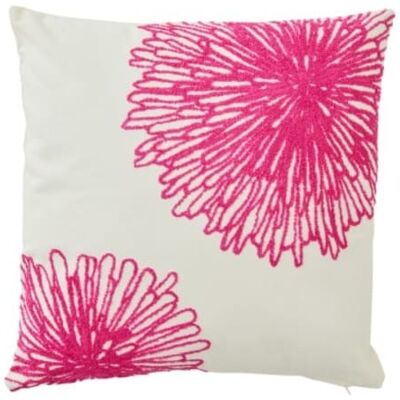 J-line Coussin carré fleurs rose en coton blanc 45x45x10 cm - Publicité J-line Coussin carré fleurs rose en coton blanc 45x45x10 cm - Publicité