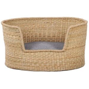 Beau Rivage Panier ovale pour chien et chat en jonc de mer coussin gris