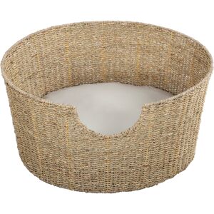 Beau Rivage Panier rond pour chien et chat en jonc de mer coussin ecru