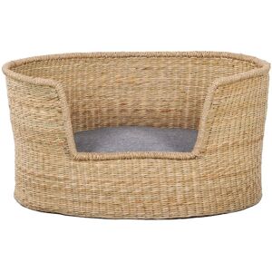 Beau Rivage Panier ovale pour chien et chat en jonc de mer coussin gris