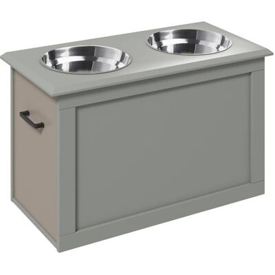 PAWHUT Gamelle bois gris - Publicité PAWHUT Gamelle bois gris - Publicité