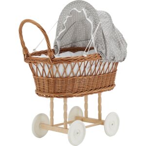 Aubry Gaspard Berceau de poupee en osier buff tissu gris