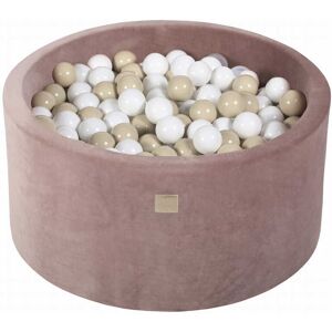 MeowBaby Piscine en velours beige a balles blanches et beiges H40cm