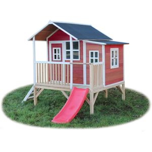 Exit Toys Maison en bois enfant rouge