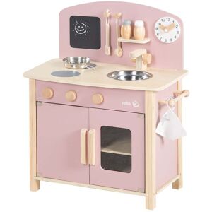 roba Cuisine enfant avec 7 accessoires en bois rose et beige