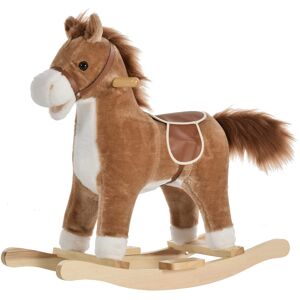 Homcom Cheval à bascule selle grand confort peluche courte douce brun