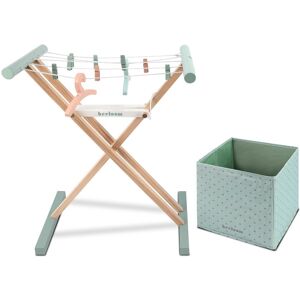 Beeloom Corde à linge en bois naturel turquoise pour enfants