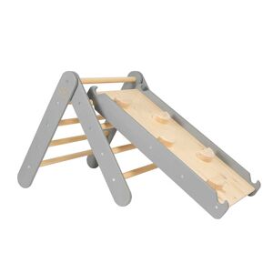 MeowBaby Triangle d'escalade avec Toboggan pour Enfants - Montessori Gris