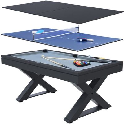 Concept Usine Table multi-jeux, ping-pong et billard en bois noir