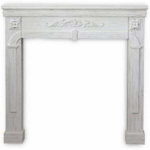 sweeek Manteau de cheminee decor bois blanc ceruse