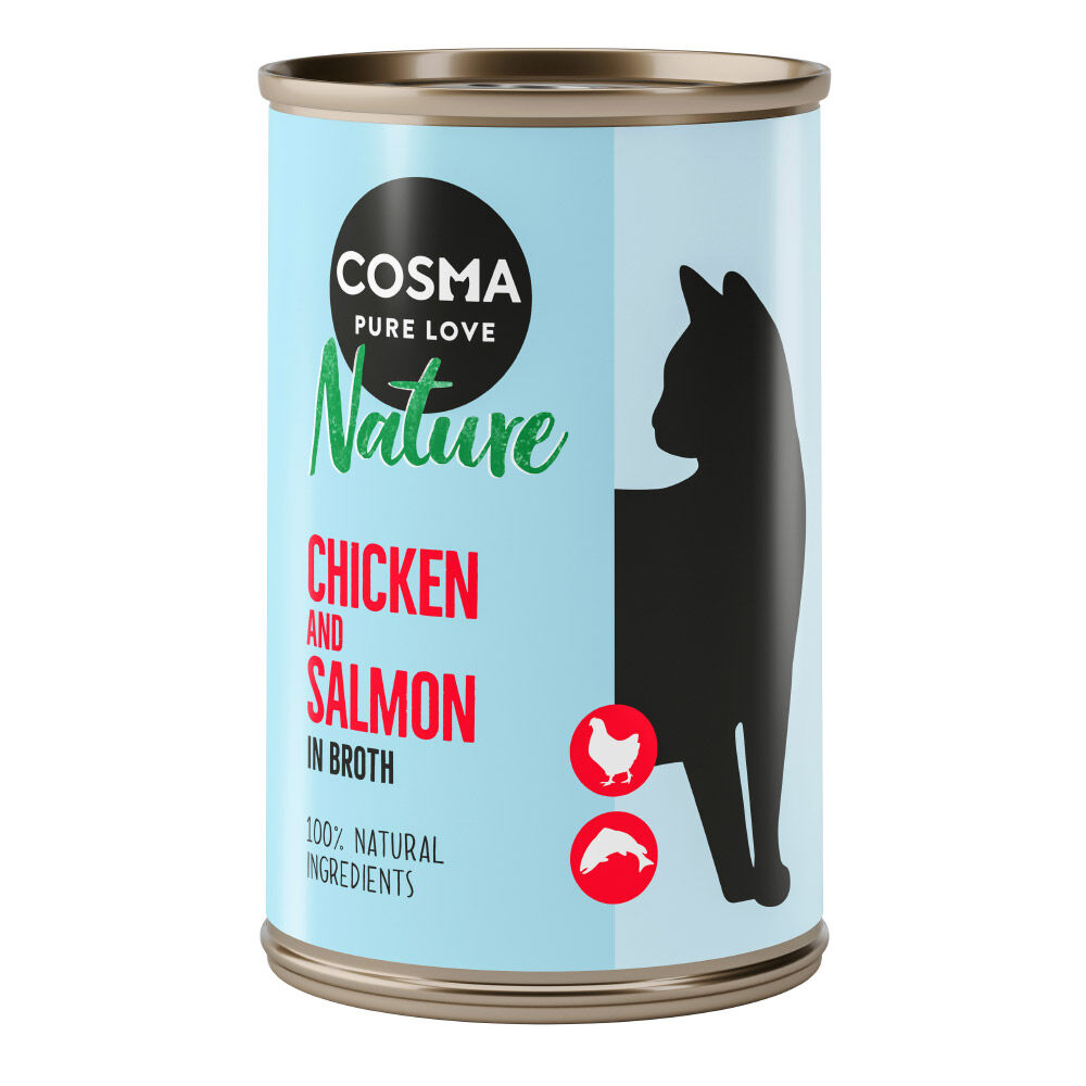 Cosma 6x140g poulet, saumon Cosma Nature Nourriture pour chat