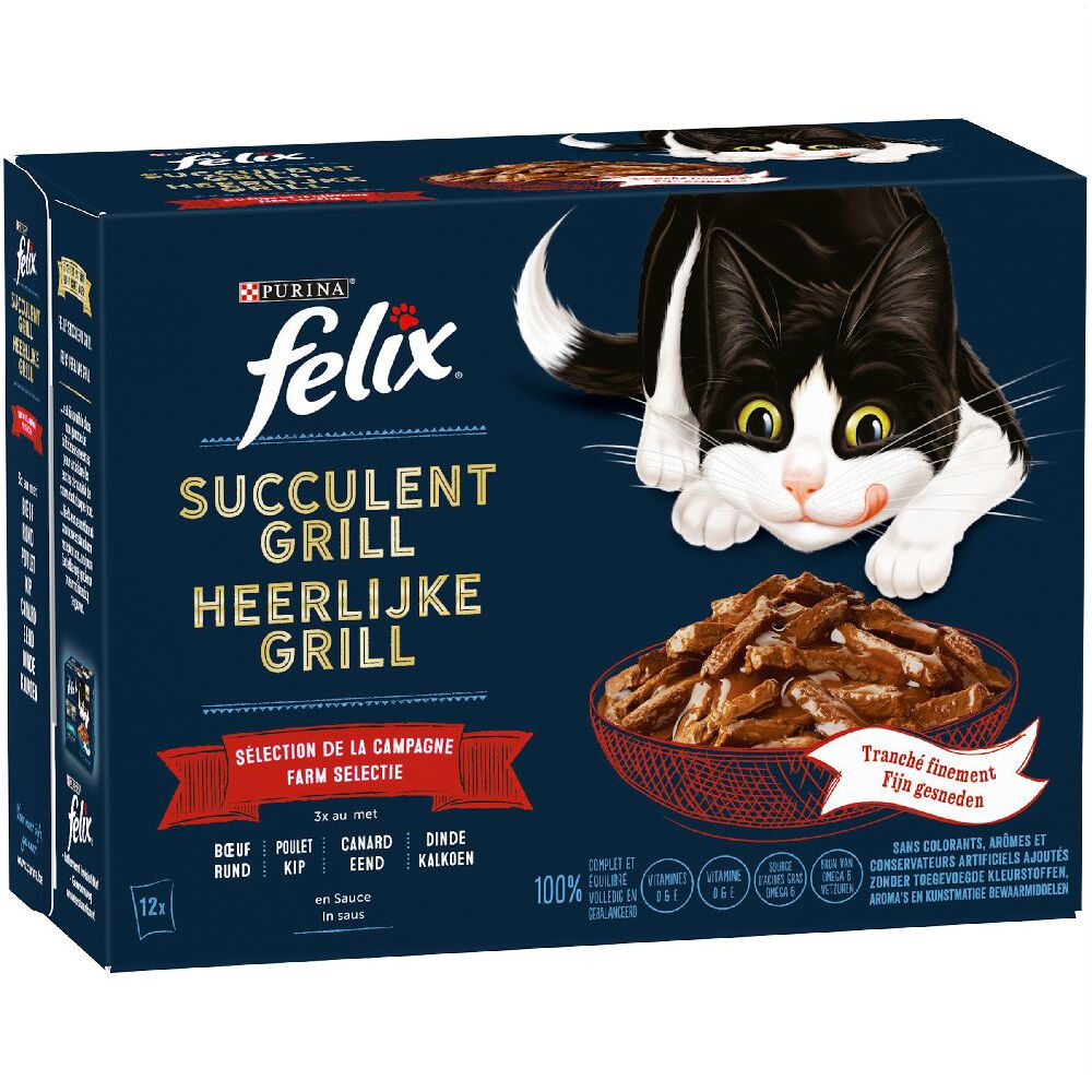 Felix 24x80g Felix Succulent Grill sélection de la campagne - Pâtée pour chat