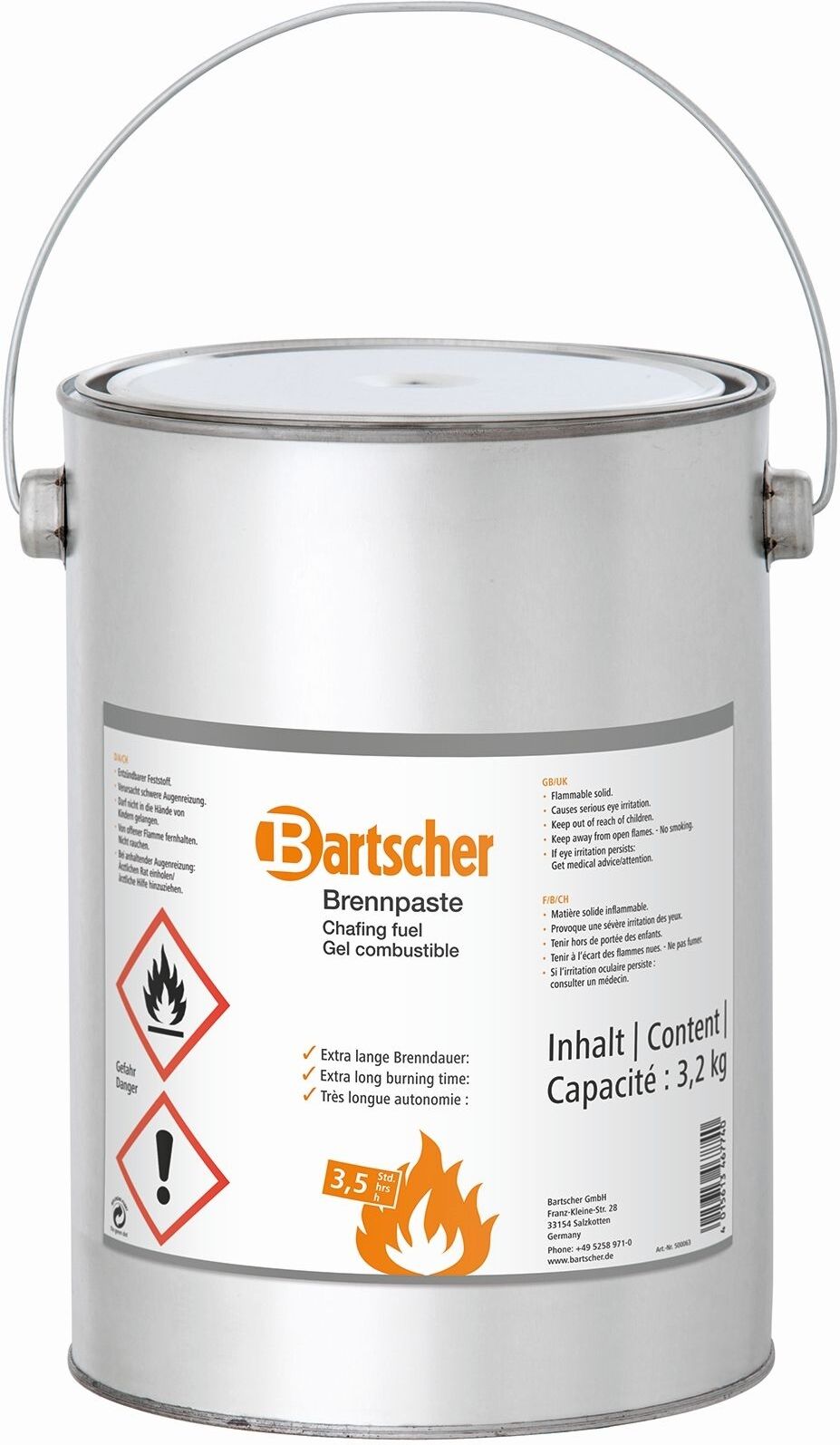Bartscher gel combustible, seau de reserve Bartscher gel combustible, seau de reserve