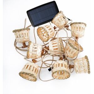 Guirlande lumineuse exterieur New Garden AURORA-Guirlande lumineuse solaire & rechargeable d'exterieur Bambou/Rotin/Jute 10 lumieres LED Beige