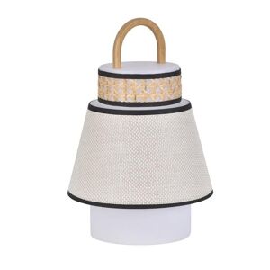 Lampe a poser exterieur Market Set SINGAPOUR-Baladeuse exterieure LED Bambou / Textile / Cannage 2 intensites H32,5cm Beige