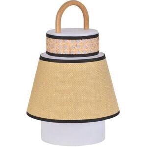 Lampe a poser exterieur Market Set SINGAPOUR-Baladeuse exterieure LED Bambou / Textile / Cannage 2 intensites H32,5cm Jaune