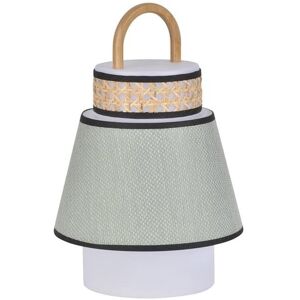 Lampe a poser exterieur Market Set SINGAPOUR-Baladeuse exterieure LED Bambou / Textile / Cannage 2 intensites H32,5cm Vert