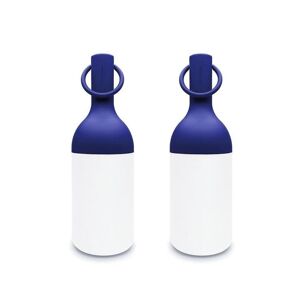 Lampe a poser exterieur DesignerBox ELO BABY-Lot 2 lampes LED bouteille nomade d'exterieur tactile H22cm Bleu
