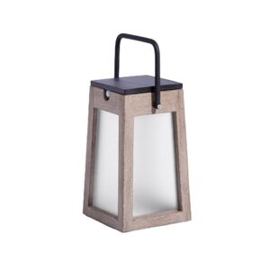 Lanterne exterieur Les Jardins TINKA TECKA-.Lanterne d'exterieur LED rechargeable & solaire Bois/Aluminium H25cm 300 Lumens Gris