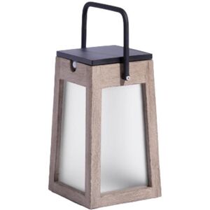 Lanterne extérieur Les Jardins TINKA TECKA-.Lanterne d'extérieur LED rechargeable & solaire Bois/Aluminium H25cm 300 Lumens Gris - Publicité