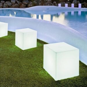 Deco lumineuse exterieur New Garden CUBY-Lampe d'exterieur cube lumineux H43cm Blanc