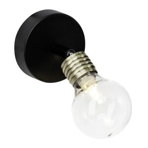 Spot Brilliant BULB-Spot Metal Noir & Verre Clear L15cm Laiton