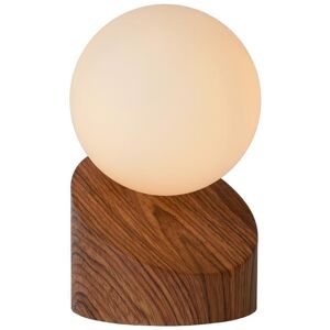 Lampe a poser Lucide LEN-Lampe a poser imitation Bois et Verre interrupteur tactile Ø10cm Bois