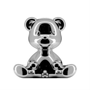 Veilleuse lumineuse Qeeboo TEDDY BOY-Lampe a poser LED Ourson Metallise H32cm Argente