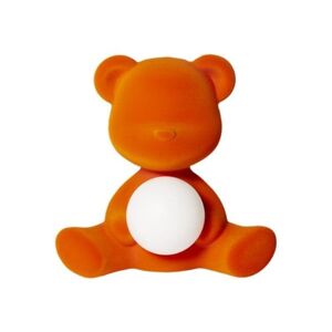 Veilleuse lumineuse Qeeboo TEDDY GIRL-Lampe LED rechargeable Ourson Velours H32cm Orange
