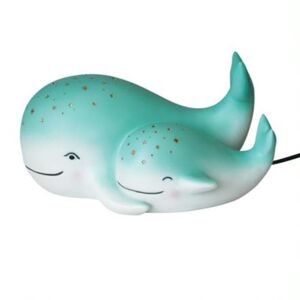 Veilleuse lumineuse House Of Disaster BABY AND MUM BABY WHALE-Lampe a poser LED baleines Resine H12.5cm Bleu