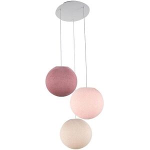 Plafonnier La Case de Cousin Paul GLOBE 31-Plafonnier 3 globes tisses Ø31cm Rose