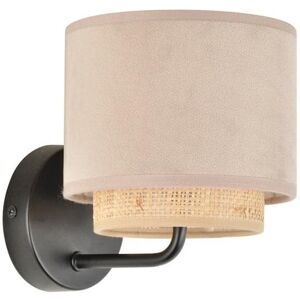 Applique murale Corep BOHEME-Applique metal, velours et raphia Ø15cm Beige