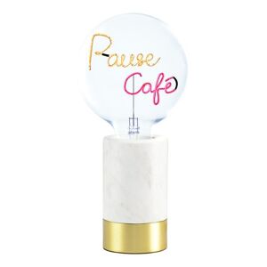 Lampe a poser Message In The Bulb PAUSE CAFE-Lampe a poser Marbre/Verre H 28.7cm Blanc