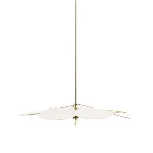 Suspension Georges LA PRECIEUSE-Suspension Coton/Laiton Ø80cm avec tige 100cm Beige