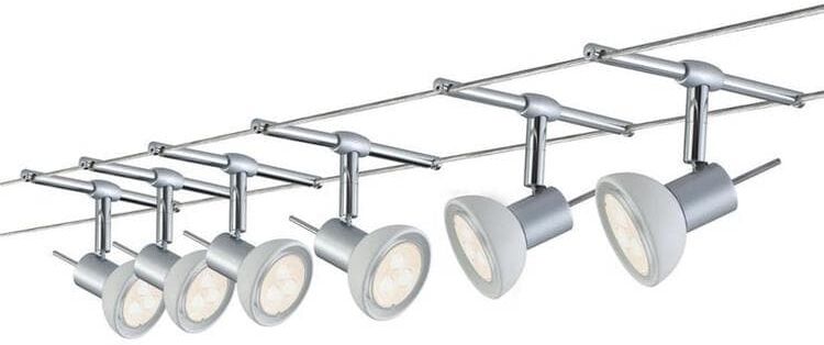 Paulmann Spot Paulmann SHEELA-Kit de 6 Spots LED sur Câbles en Métal L10M Argenté