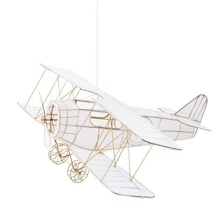 Petit Pan Suspension Petit Pan AVION-Suspension en Bambou et Soie L65cm Blanc