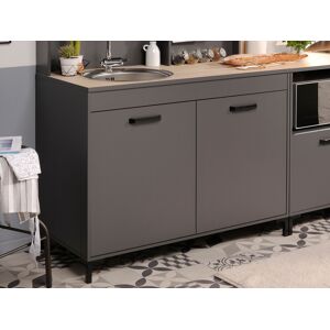 Mobistoxx Meuble bas cuisine MOUSSAKA 2 portes gris