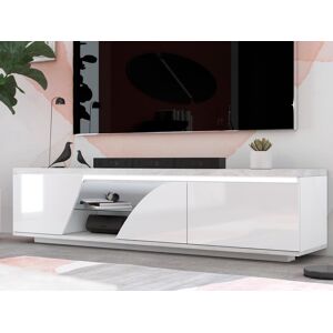 Mobistoxx Meuble tv-hifi GOLIATH 3 portes blanc brillant/beton