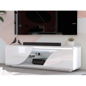 Mobistoxx Meuble tv-hifi GOLIATH 2 portes blanc brillant/beton