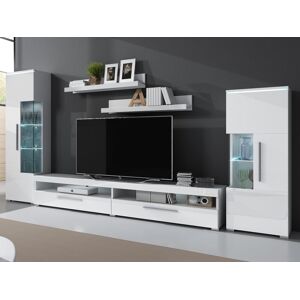 Mobistoxx Mur tv-hifi INDIRA 01 4 portes blanc/blanc brillant sans led