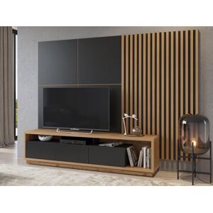 Mobistoxx Meuble tv-hifi CELIA DELUXE 3 tiroirs chene wotan/noir