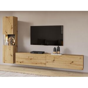 Mobistoxx Mur tv-hifi AVATAR 3 portes chene artisan avec led