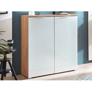 Mobistoxx Armoire a chaussures TOLDO 2 portes chene navarra/blanc brillant