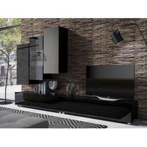 Mobistoxx Mur tv-hifi COSTA 9 portes noir/noir brillant