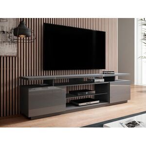 Mobistoxx Meuble tv-hifi EVOPE 2 portes graphite/graphite brillant sans led