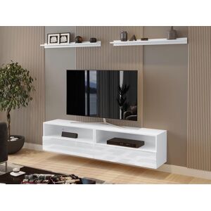 Mobistoxx Mur tv-hifi BOXILA 2 tiroirs blanc/blanc laque