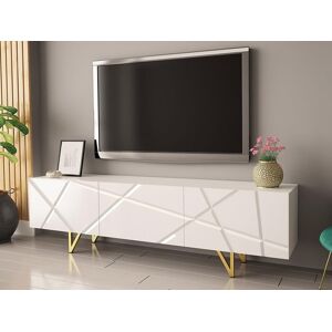 Mobistoxx Meuble tv-hifi OTIS 3 portes blanc/blanc brillant