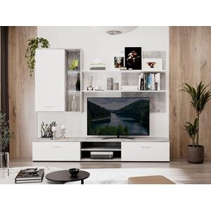 Mobistoxx Mur tv-hifi WAZZA 3 portes blanc/beton