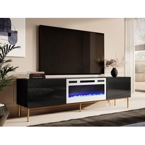 Mobistoxx Meuble tv-hifi cheminee SKIPPY II 2 portes noir/blanc