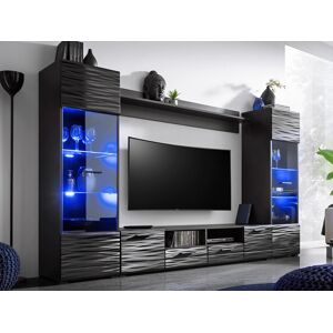 Mobistoxx Mur tv hifi MODRIC 4 portes 2 tiroirs noir